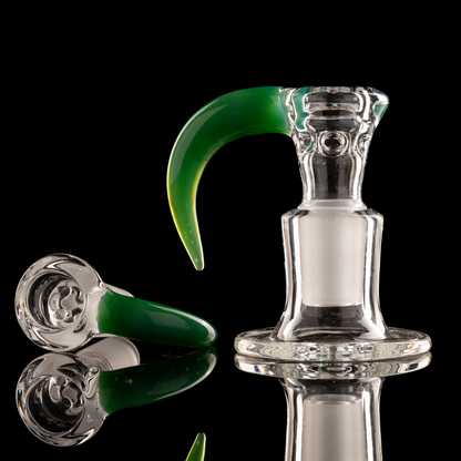 Green Belt Glass - 18mm 4 Hole Clear Slide W/ Colour Horn - Titan V2