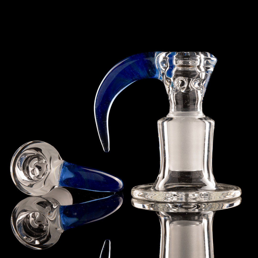 Green Belt Glass - 18mm 4 Hole Clear Slide W/ Colour Horn - Dragons Tears