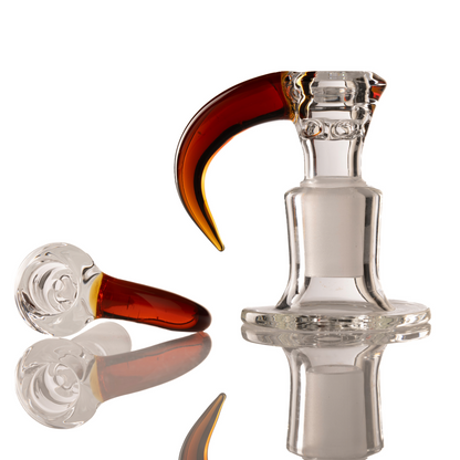 Green Belt Glass - 18mm 4 Hole Clear Slide W/ Colour Horn - Maple Syrup