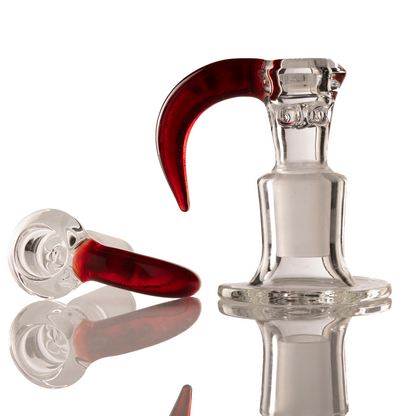 Green Belt Glass - 18mm 4 Hole Clear Slide W/ Colour Horn - Light Ruby
