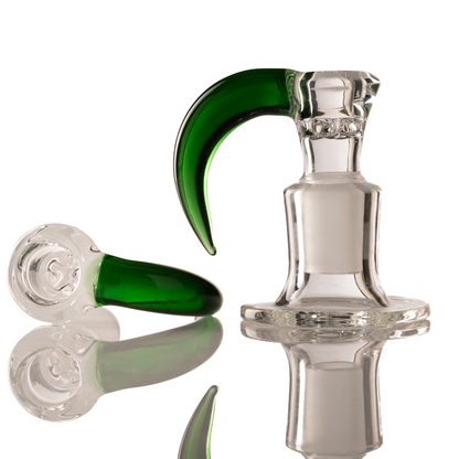 Green Belt Glass - 18mm 4 Hole Clear Slide W/ Colour Horn - Emerald Green