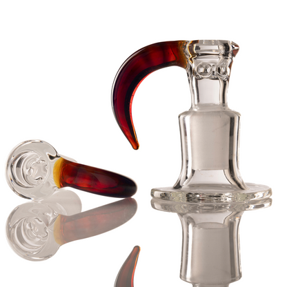 Green Belt Glass - 18mm 4 Hole Clear Slide W/ Colour Horn - Golden Amber