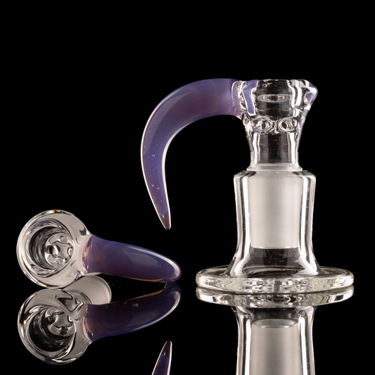Green Belt Glass - 18mm 4 Hole Clear Slide W/ Colour Horn - Opal Lavender
