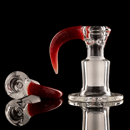 Green Belt Glass - 18mm 4 Hole Clear Slide W/ Colour Horn - Red Blizzard