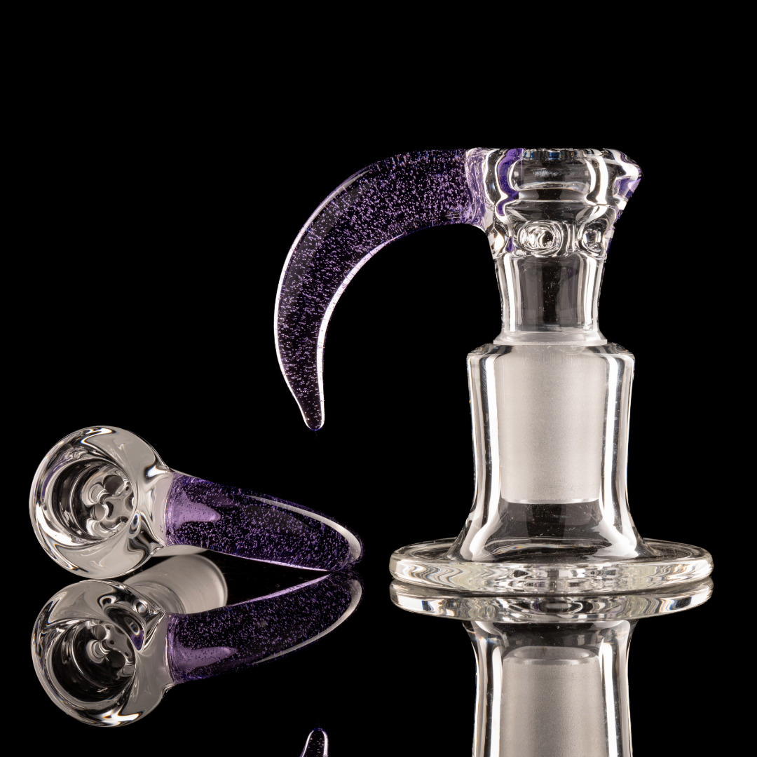 Green Belt Glass - 18mm 4 Hole Clear Slide W/ Colour Horn - Prince