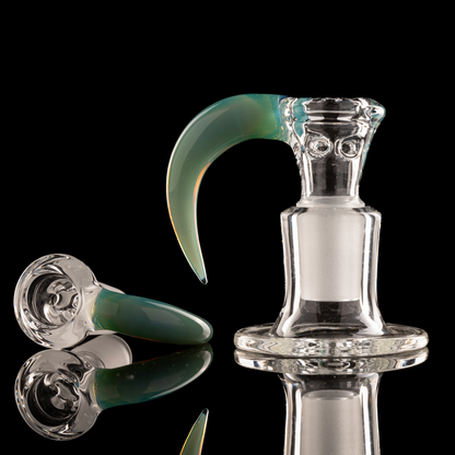 Green Belt Glass - 18mm 4 Hole Clear Slide W/ Colour Horn - Aquamania