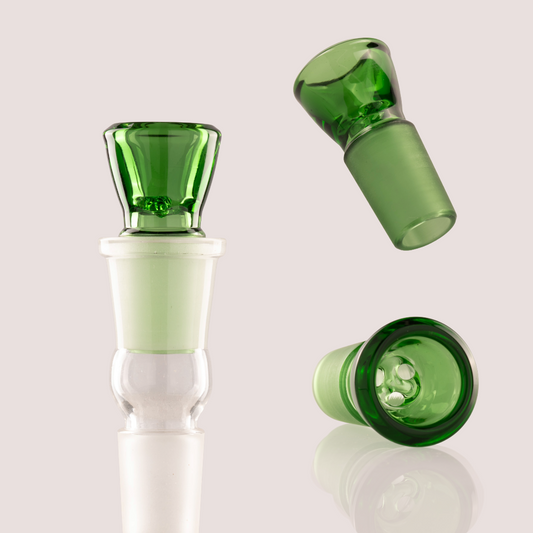 Asu Glass - Full Work 18mm 3 Hole "Budget Bowl" - Emerald Green