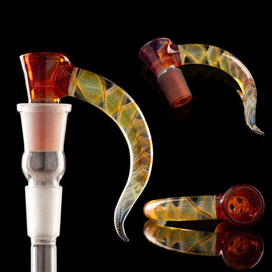 Asu Glass - Full Work 18mm 3 Hole W/ Sprial Horn - Pink Mai Tai