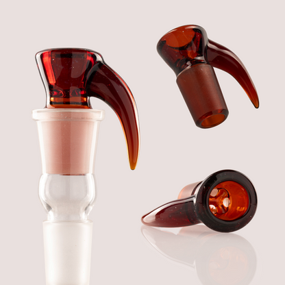 Asu Glass - Full Work 18mm 3 Hole "Budget Bowl" - Amber W/ Silver Fume