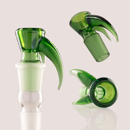 Asu Glass - Full Work 18mm 3 Hole "Budget Bowl" - Emerald W/ Silver Fume