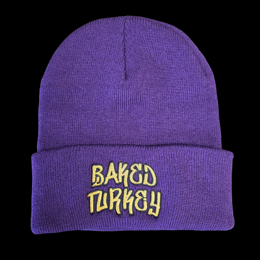 Baked Goods - Beanie - Purple W/ Yellow Hand Style Logo