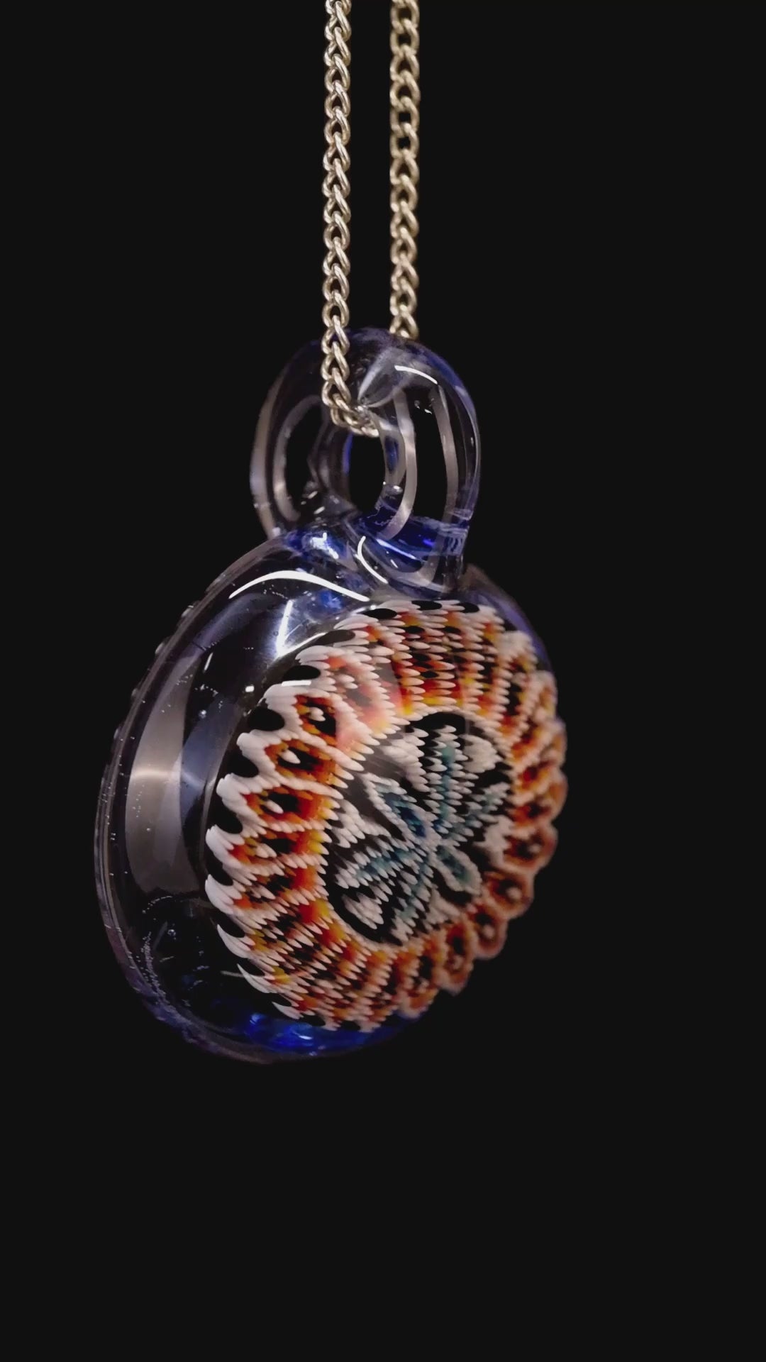 Steve H Glass - Blue UV Mandala Pendant