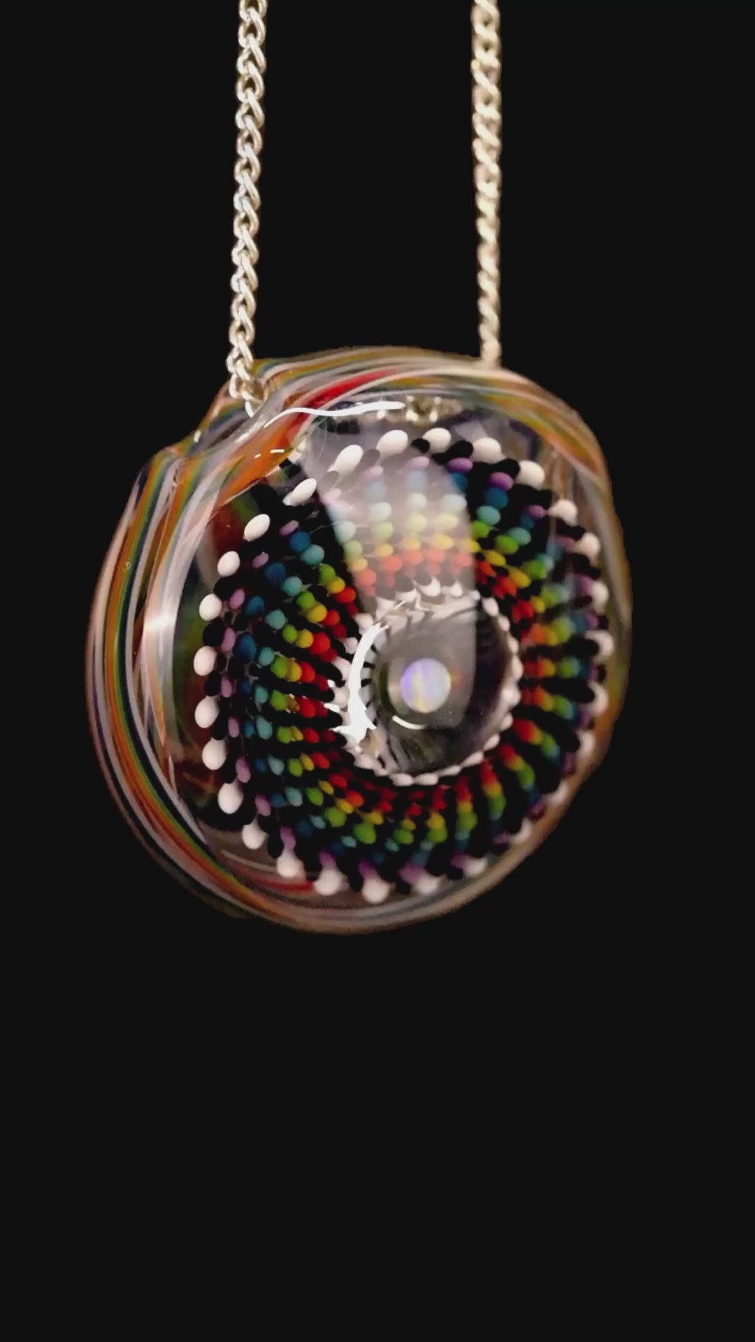 Steve H Glass x Reverend Morse - Hollow Rainbow Mandala Over Reverend Linework Pendant