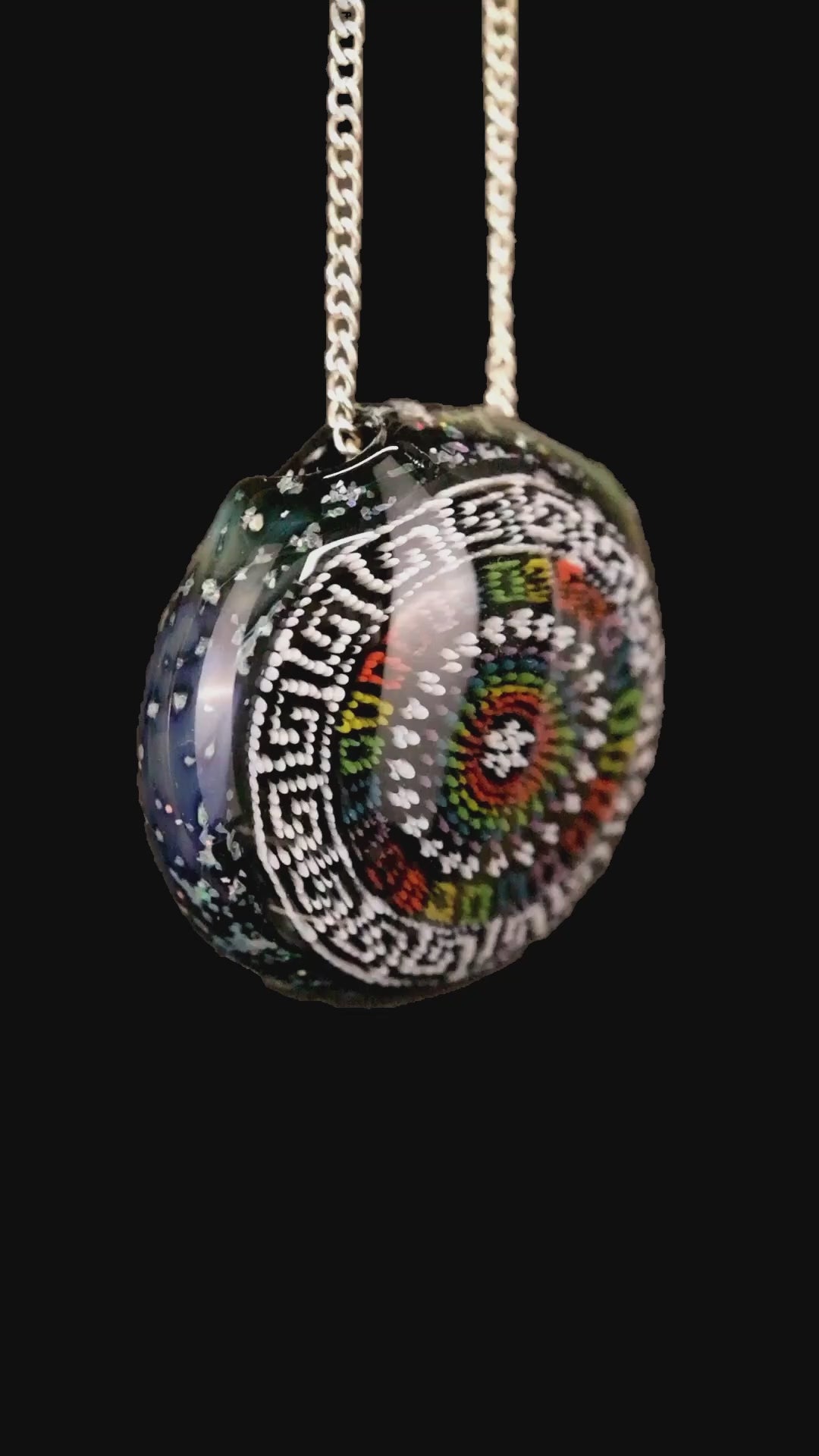 Steve H Glass - Space Tech Mandala W/ Detailed  Border Pendant