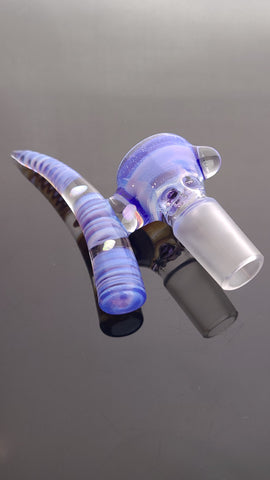 T-Rex Glass - 18mm 4 hole Purple Rain Blue Dream Secret White W/ Three Opal Encased Spiral Horn Slide