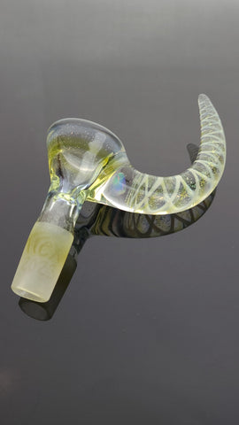 T-Rex Glass - 14mm 1 Hole UV Rainbow Spiral Horn W/ Opal