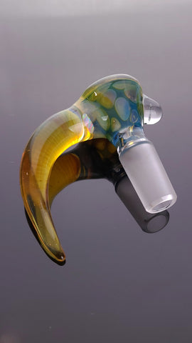 T-Rex Glass - 14mm 1 Hole Horned Honeycomb Slide W/ Encased Opal