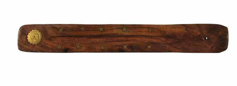 Wood Incense Burner w/ Assorted Inlay - 10"