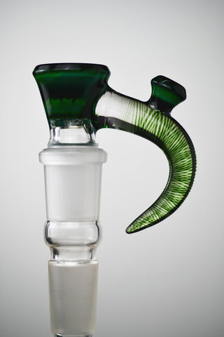 Jamms Glass - 18mm 4 Hole Green Money Slide W/ Fumed Implosion Handle