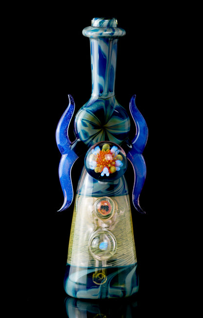 Hippo Glass - Mini tube de fumée ratissée Neo Opal &amp; Turquesa