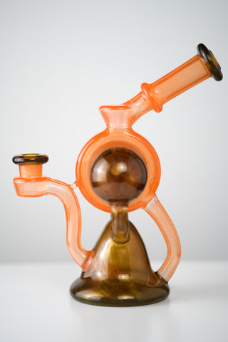 JS Glass - Twin Bubble Recycler  (Gold Sparkle x Tropicana)