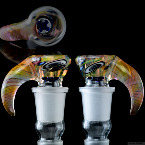 Tombstone Glass - 18mm 4 Hole Fumed Millie Bowl W/ Horn