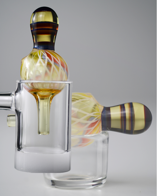 Dig Glassworks - Retti blanc sur Roswell Fire x Sérum (Cfl) avec capuchon à bulles double ambre violet